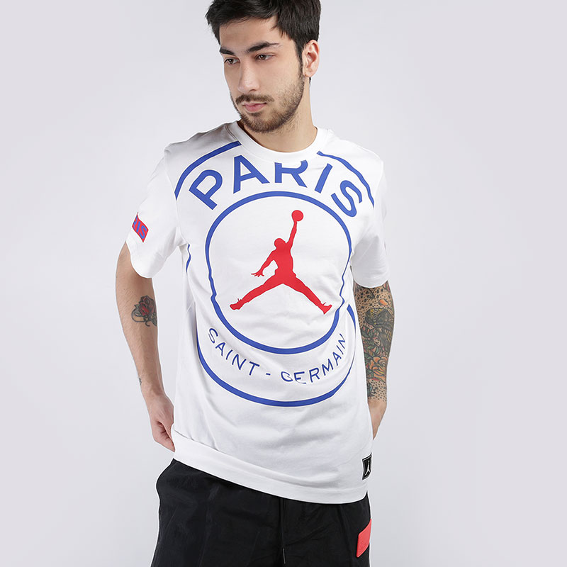 мужская белая футболка Jordan Paris Saint-Germain Tee BQ8384-100 - цена, описание, фото 1